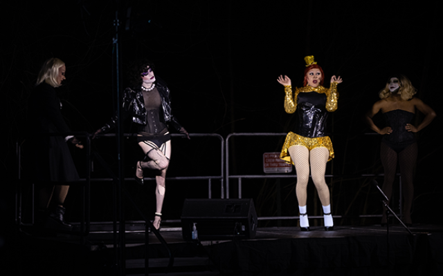 Photo by Nathan Posner // “The Rocky Horror Picture Show” performance is staged for the celebration.