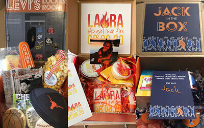 Laura Potts home delivers creative, themed b'nai mitzvah boxes.