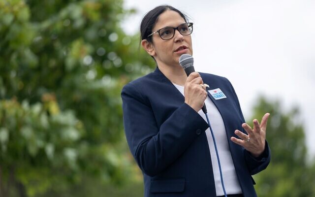 Photos by Nathan Posner for the AJT// Israel Consul General Anat Sultan speaks to the Rally in Sandy Springs May 12, 2021