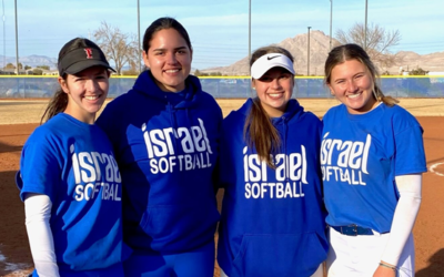 Sydney Silverstein, second from right, joins Israel’s U18 national softball team.