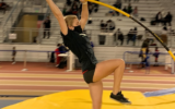 Laya Keadle competing in the pole vault during the indoor season. (Courtesy of Matthew Berry)