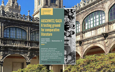 A flyer for the course titled 'Auschwitz/Gaza: A testing ground for comparative literature.' (Wikimedia Commons)