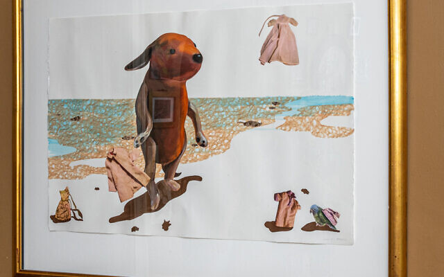 In the dining room, Linda’s collage “What Will I Be” incorporates Barbie clothes and beach imagery.