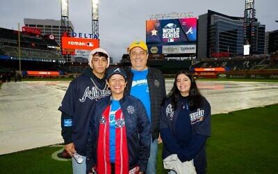Ken and Jeannette Flores-Katz were selected to throw the first pitch at Game 3 of the World Series.