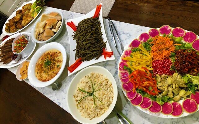 Served buffet-style, the dinner party menu provided a good selection of vegetables, including Moroccan roasted string beans.