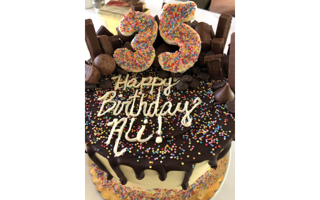 Alli Marbach created a chocolate confetti cake with a chocolate chip explosion covered in sprinkles.