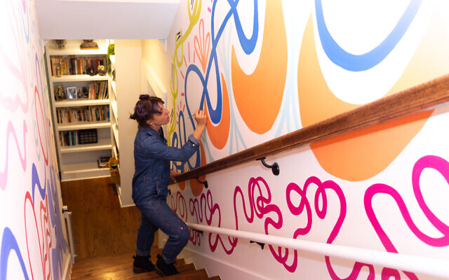 Beigh at work on an AirBnb installation.  // Photos by Cinthya Zuniga Photography