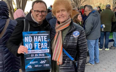Rabbi Adam Starr and Deborah Lipstadt at a January 2020 march against anti-Semitism in New York.