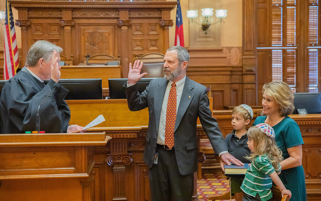 Mitchell Kaye takes the oath of office May 17 as the representative from district 45.