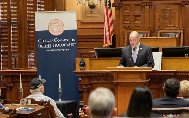 Georgia Attorney General Chris Carr read the official state proclamation for Holocaust Days of Remembrance.