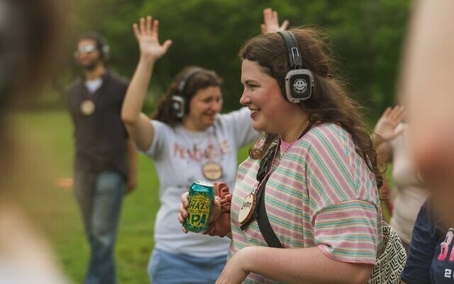Some campers let loose at the silent disco // Photo Credit: Jason Belsky
