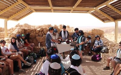 Tefillah atop Masada on Yom HaShoah.