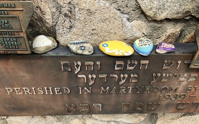 Stones of Remembrance left at the Holocaust Memorial at Greenwood Cemetery.