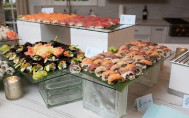 Zest Catering is known for its elaborate sushi presentation.
