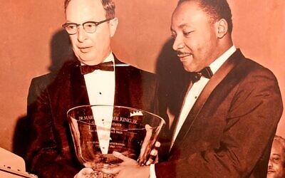 Rabbi Jacob Rothschild and the Rev. Martin Luther King, Jr. after the 1964 Atlanta dinner honoring King’s Nobel Prize.