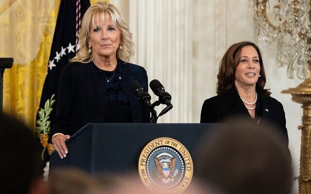 First Lady Dr. Jill Biden and Vice President Kamala Harris are pictured during the White House’s celebration of Rosh Hashanah.