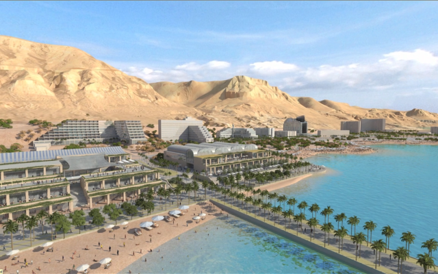 Impression of the new development at the Dead Sea, September 2022. (Courtesy: Moshe Safdie Architects)