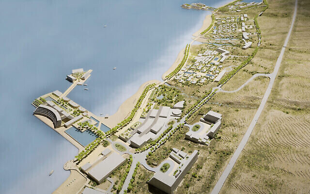 Architect’s overview of the new Dead Sea resort development, September 2022. (Courtesy: Moshe Safdie Architects)