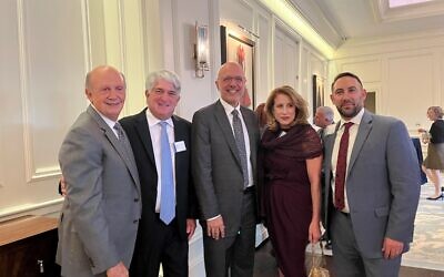 (From left) Steve Labovitz, Mark Bubes, Ted Deutch, Amy Bubes, and Dov Wilker, AJC Southeast Regional Director