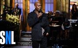 Comedian Dave Chappelle is pictured during his controversial monologue while hosting "Saturday Night Live."
