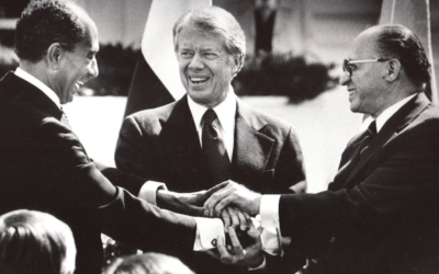 President Jimmy Carter facilitated a peace treaty that was signed between Israel’s Prime Minister Menachem Begin, right, and Egypt’s President Anwar Sadat, left, in 1979.