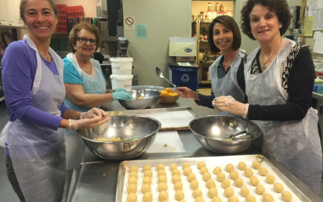All of the food sold at the Chanukah bazaar is made by sisterhood members in the synagogue kitchen.