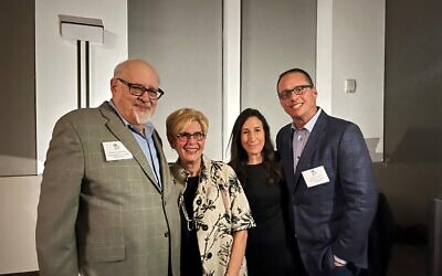 (From left) Craig Aronoff, Garber Family Honor Roll Award recipient Jane Aronoff, pose with Kevin Rubin, JELF executive board member, and Andrea Rubin.