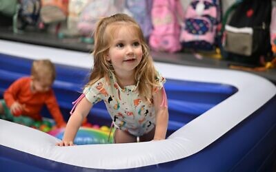 The Epstein toddler class theme for Rock Your School was Baby Shark School. It was designed to reflect the Under the Sea unit the class was learning at the time. Brynn Hoffmeister, pictured, and her class were learning about the animals that live in the ocean, including their sizes and colors.