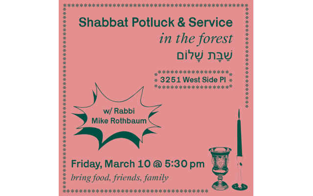 A Shabbat pot luck and service was held with Rabbi Mike Rothbaum on March 10.