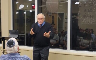 Ken Stein spoke to about 50 people in person, and another at least 70 on Zoom, in what may have been the first community program focused on the Israeli government’s attempt to change the country’s judicial system // Photo Credit: Center for Israel Education