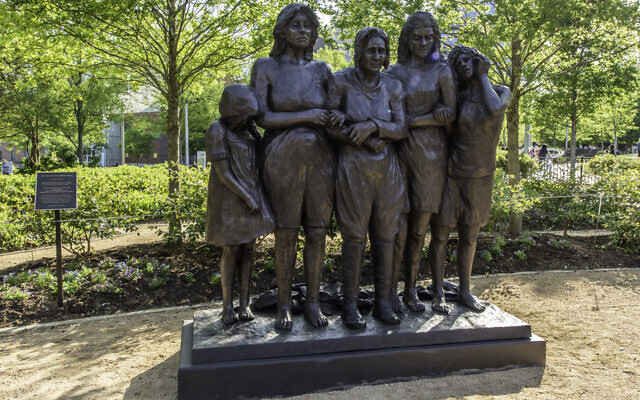 ”She Wouldn’t Take Off Her Boots” is based on a photo of four Jewish women and a child moments before they were murdered as part of a mass execution of thousands of Jews in Liepāja, Latvia, in 1941.