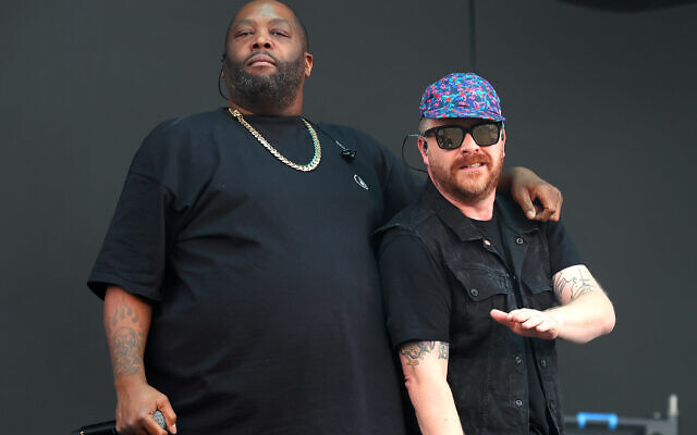 El-P, right, performs with Killer Mike as Run The Jewels at the Reading Festival in Reading, England, Aug. 28, 2022. (Simone Joyner/Getty Images)