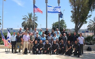 The delegation of Georgia law enforcement representatives are pictured with members of the Haifa Police Department.