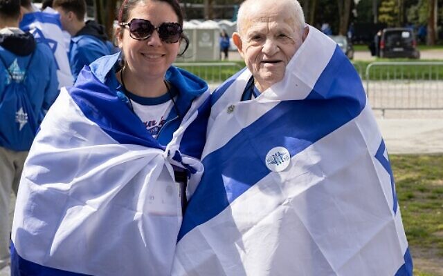 Hershel Greenblat and granddaughter Erin Boynton at Auschwitz on the day of the March of the Living.  