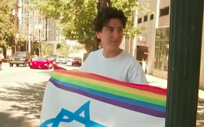Georgia Tech fourth-year biomedical student Talia Segal was the lone Israel supporter at a pro-Palestine rally held on Oct. 8 // Screenshot from Atlanta News First video