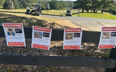Hostage posters have been displayed in Chastain Park in Atlanta.