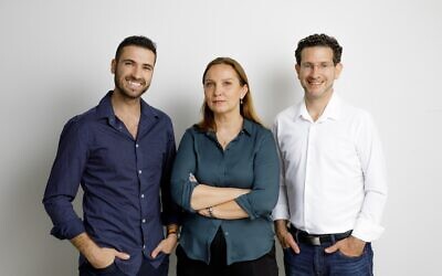 The Clarity team includes CEO Michael Matias (left); Dr. Natalie Fridman, chief technology officer, and Gil Avriel, chief strategy officer // Photo Credit: Times of Israel