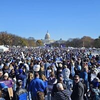 Jewish Americans attend a pro-Israel rally in Washington on Nov. 14, 2023 // Photo Credit: Yoni Charash/Times of Israel