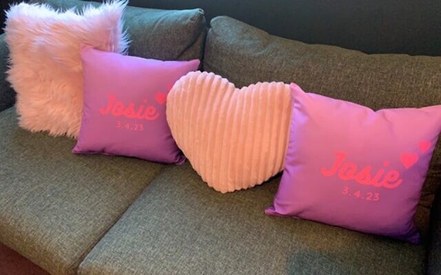These personalized pillows were cherished by the Bat Mitzvah girl // Photo Credit: Rachel Goldschein