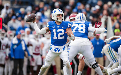 There were many fascinating Jewish athletic storylines in 2023, but perhaps none bigger than Jake Retzlaff emerging as BYU’s first-ever Jewish QB // Photo Credit: BYU Athletics