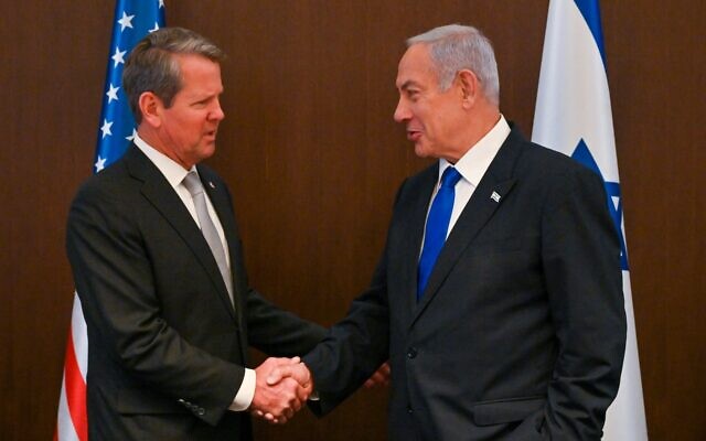 Prime Minister Benjamin Netanyahu carved out close to an hour to meet with Gov. Brian Kemp.