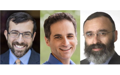 (From left) Rabbi Ari Kaiman; Rabbi Natan Trief; Senior Rabbi Yossi New