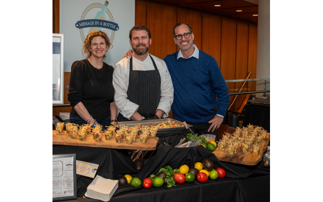 Having recently opened in Dunwoody, the Message in a Bottle crew served grouper ceviche while giving back to the community. Owner David Abes is pictured on the right.