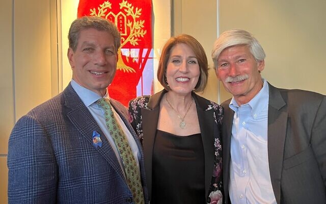 During the reception, Steven Cadranel posed with wife, Janet, and Tim Cohen, Senior VP of Hillel International.
