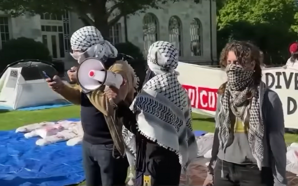 Among their demands, protesters at Emory demanded the school sever any association with the Atlanta Police Foundation and Israeli Defense Forces // YouTube screenshot