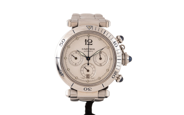 PASHA CHRONOGRAPH STAINLESS WRIST WATCH, CARTIER