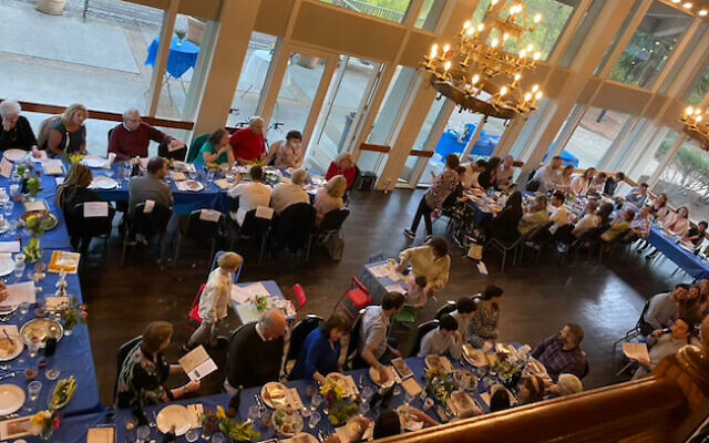The large Galanti family seders are held in a clubhouse near the Chattahoochee River.