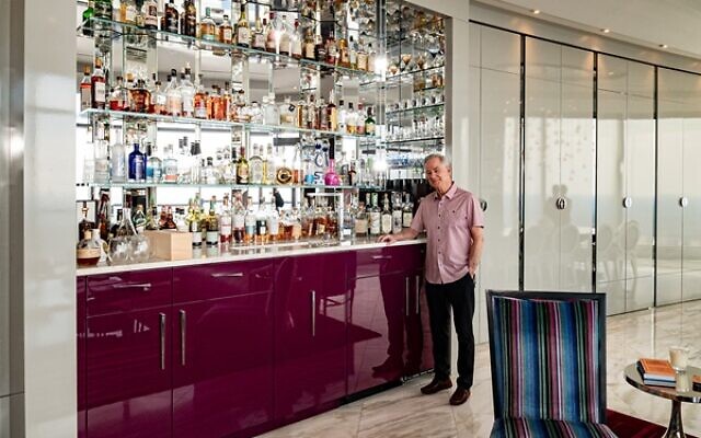 Ken takes great care in selecting rare and unique whiskeys and liqueurs for his custom-designed bar.