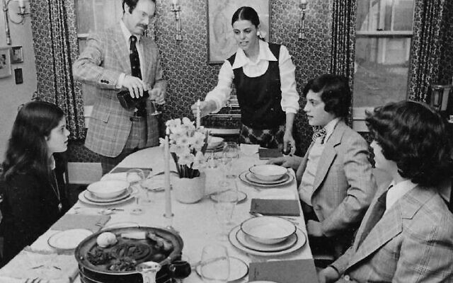 Brandt Ross at a family seder in the 1970s, where ties for himself and his sons were the fashion.