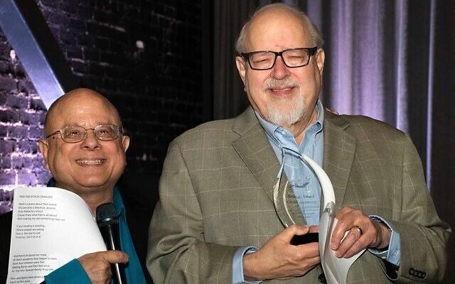 Temple Kol Emeth honored Craig Aronoff (right) with its Avodah Award for 2024.